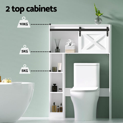 Artiss Bathroom Cabinet Over the Toilet Storage Organiser Laundry Shelf 128cm