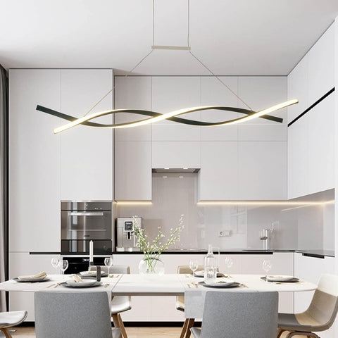 Modern LED Chandelier Lighting Lamps Bedroom Kitchen (Black, L80cm Pendant)