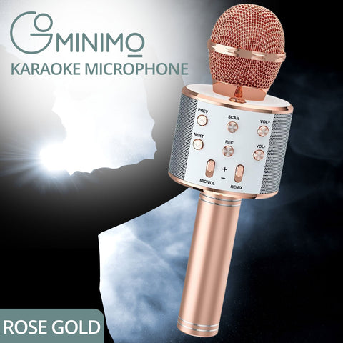 GOMINIMO 4 in 1 Wireless Bluetooth Karaoke Microphone with Record Rose Gold