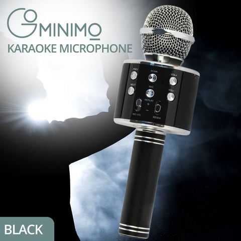 GOMINIMO 4 in 1 Wireless Bluetooth Karaoke Microphone with Record Function (Black)