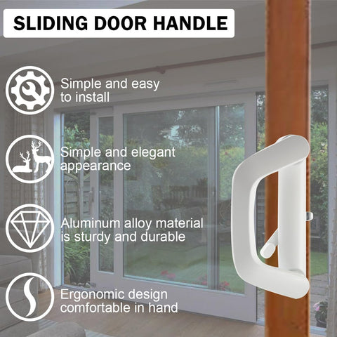 Sliding Patio Door Handle Set Mortise Lock Suitable for Sliding Glass Patio Door White