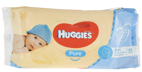 Huggies Pk56 Baby Wipes Pure Unscented Sticky Top