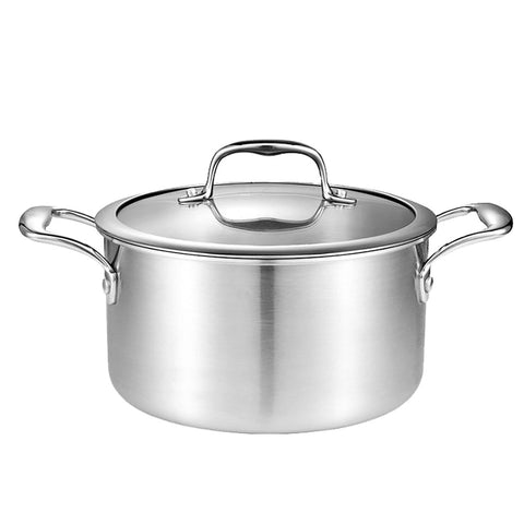 22cm Stainless Steel Soup Pot with Glass Lid