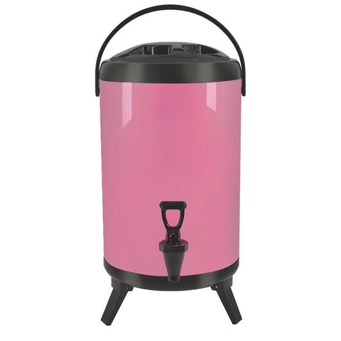 16L Stainless Steel Milk Tea Barrel with Faucet Pink