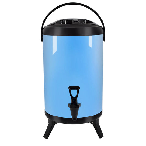 8L Stainless Steel Milk Tea Barrel with Faucet Blue