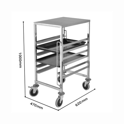 Gastronorm 7 Tier Stainless Steel Trolley GN 1/1 Pans with Working Surface