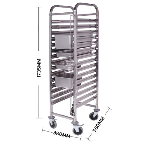 Gastronorm Trolley 15 Tier Stainless Steel Trolley Suits GN 1/1 Pans