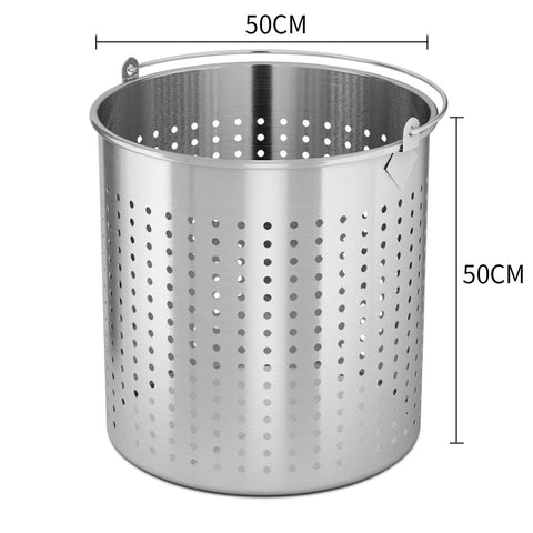 98L 18/10 Stainless Steel Perforated Pasta Strainer with Handle