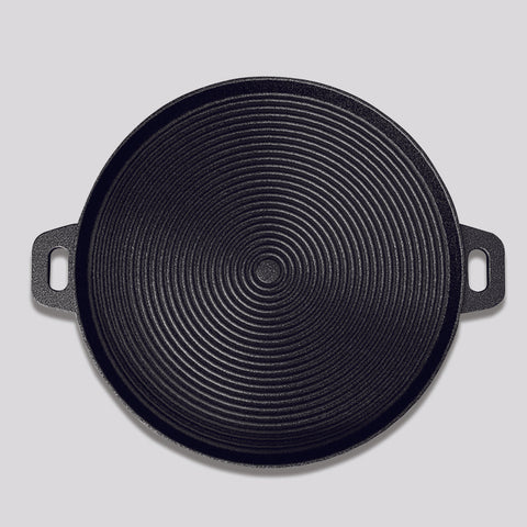 35cm Round Ribbed Cast Iron with Handle