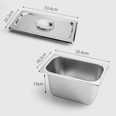 Gastronorm GN Pan Full Size 1/3 GN Pan 15cm Deep Stainless Steel Tray With Lid