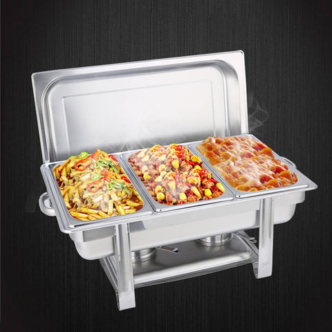 Stainless Steel Chafing Food Warmer Triple Tray
