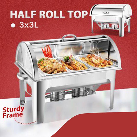 3L Triple Tray Stainless Steel Roll Top Food Warmer