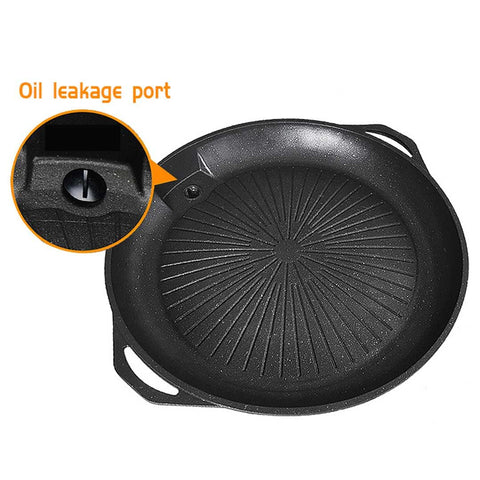 Portable BBQ Butane Gas Stove Non-Stick Grill Round Plate