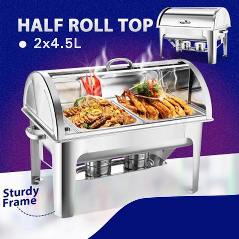 4.5L Dual Tray Stainless Steel Roll Top Food Warmer