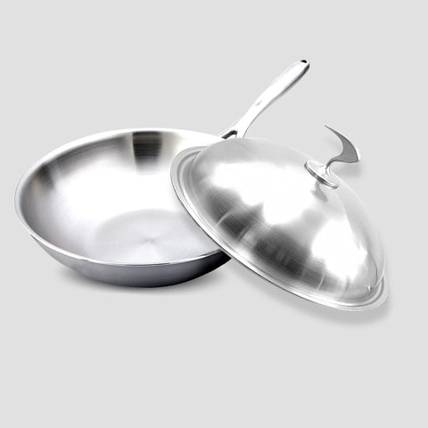 18/10 Stainless Steel 32cm Frying Pan Top Grade Skillet with Lid