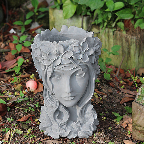 Resin Flower Pot Decor Grey