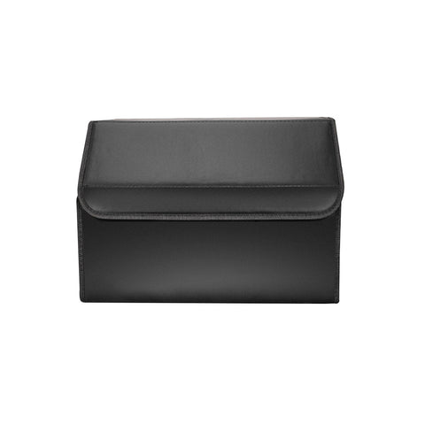 Leather Car Boot Foldable Trunk Cargo Organizer Box Black Medium