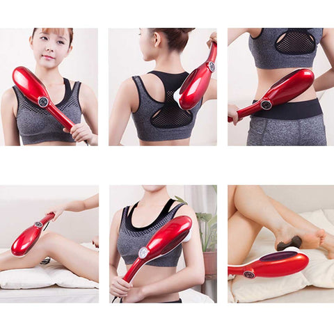 6 Heads Handheld Massager with Soothing Heat Red