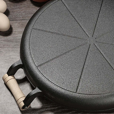 31cm Cast Iron Frying Pan With Wooden Handle