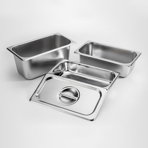 Gastronorm GN Pan Full Size 1/3 GN Pan 10cm Deep Stainless Steel Tray with Lid