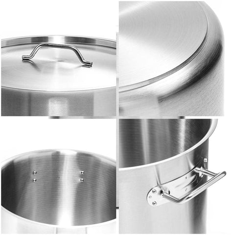 50L 18/10 Stainless Steel Stockpot with Perforated Pasta Strainer
