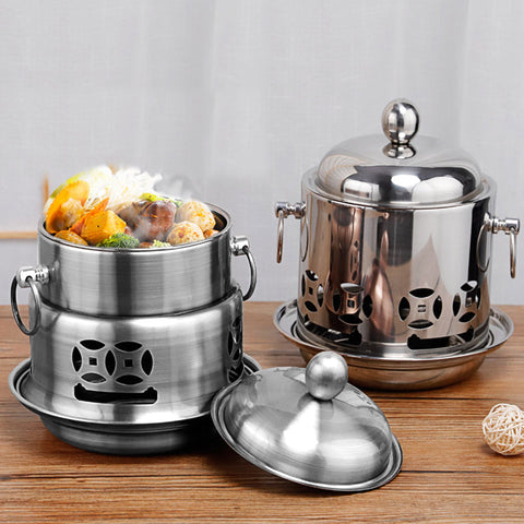 Stainless Steel Single Hot Pot with Lid