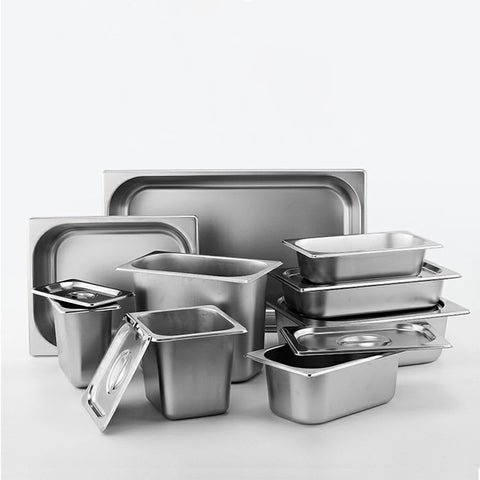 Gastronorm GN Pan Full Size 1/3 GN Pan 6.5 cm Deep Stainless Steel Tray with Lid