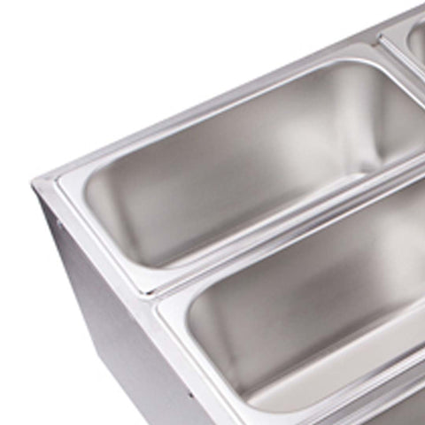 Stainless Steel 4 X 1/2 GN Pan Electric Bain-Marie Food Warmer with Lid