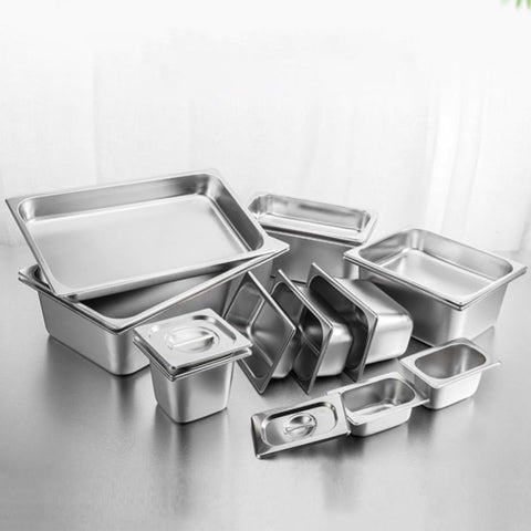Gastronorm GN Pan Full Size 1/3 GN Pan 10cm Deep Stainless Steel Tray with Lid