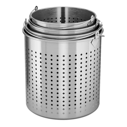 71L 18/10 Stainless Steel Perforated Stockpot Pasta Strainer with Handle