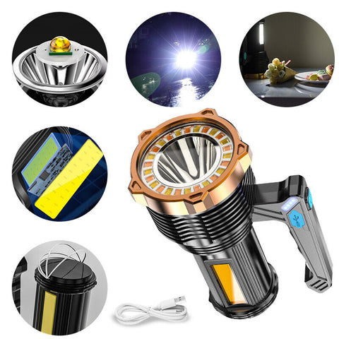 Most Powerful 1200000lm LED Flashlight Super Bright Torch Lamp USB Rechargeable