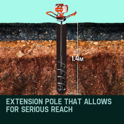 Baumr-AG Post Hole Digger 62CC Posthole Earth Auger Fence Borer Petrol Drill Bit