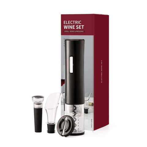 GOMINIMO 4-in-1 Electric Wine Bottle Opener Battery Operated (Black) GO-EWO-100-KLT