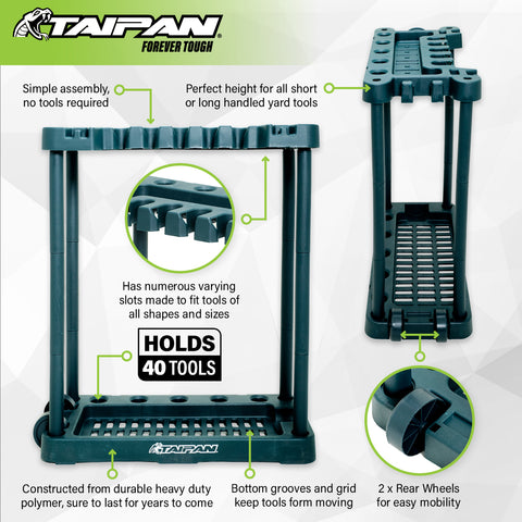 Taipan Garden Tool Organiser 40 Tool Capacity Mobile Portable Space Saving