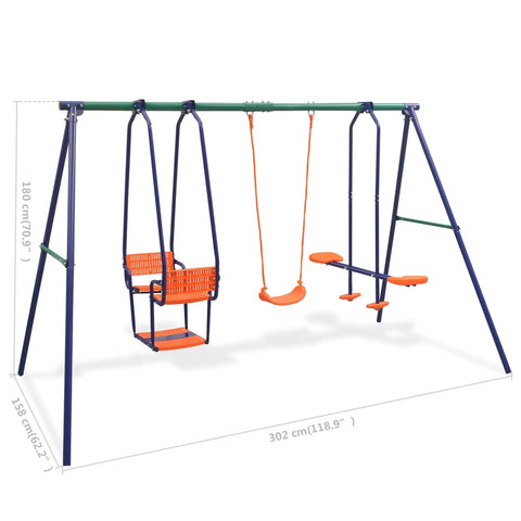 Swing Set With 5 Seats Orange