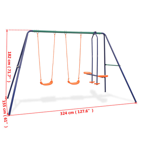 Swing Set With 4 Seats Orange