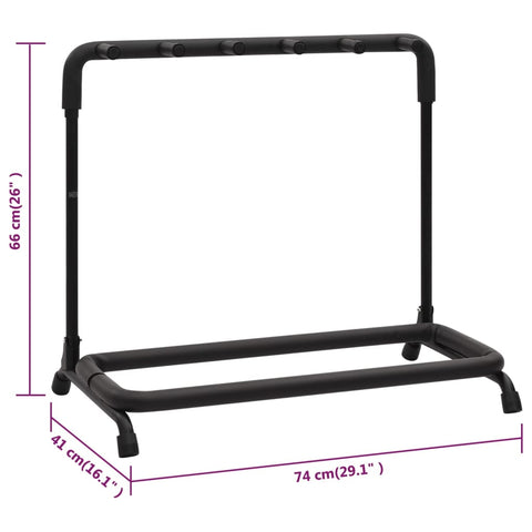 Folding Guitar Stand With 5 Sections Black Steel