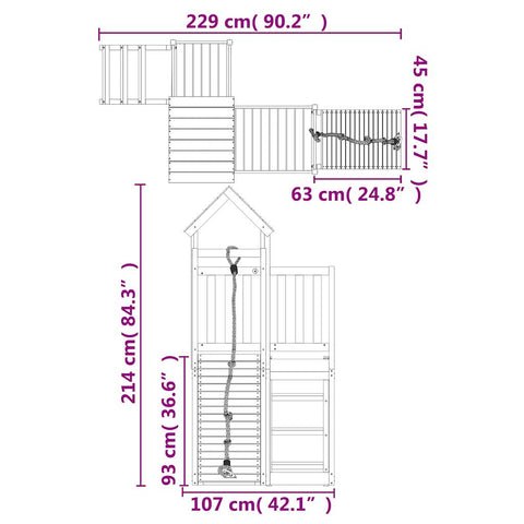 Playhouse With Climbing Wall Solid Wood Pine