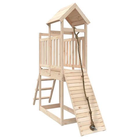 Playhouse With Climbing Wall Solid Wood Pine