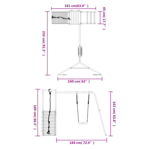 Outdoor Playset Solid Wood Pine