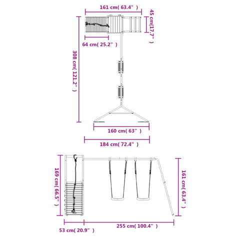 Outdoor Playset Solid Wood Pine