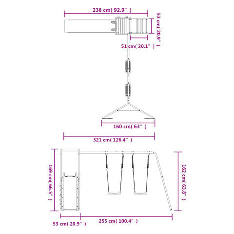 Outdoor Playset Solid Wood Pine