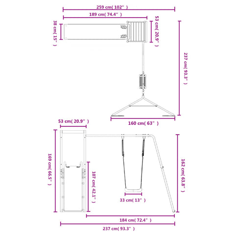 Outdoor Playset Solid Wood Pine