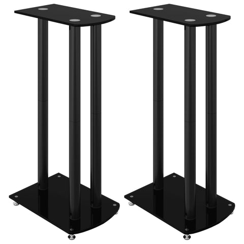 Speaker Stands 2 Pcs Tempered Glass 3 Pillars Design