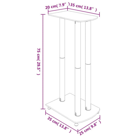 Speaker Stands 2 Pcs Tempered Glass 3 Pillars Design