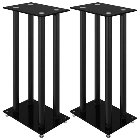 Speaker Stands 2 Pcs Tempered Glass 4 Pillars Design