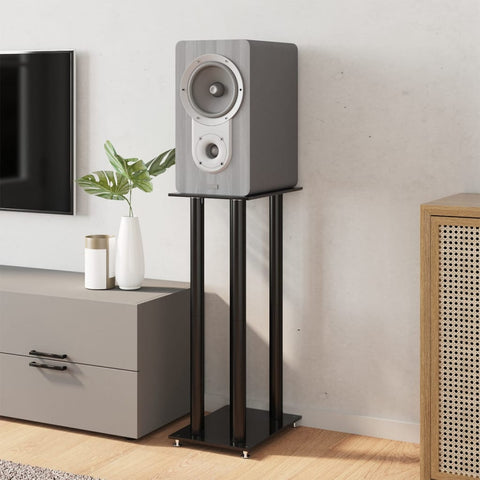 Speaker Stands 2 Pcs Tempered Glass 4 Pillars Design