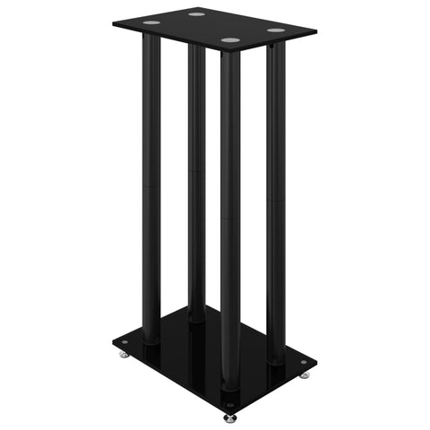 Speaker Stands 2 Pcs Tempered Glass 4 Pillars Design