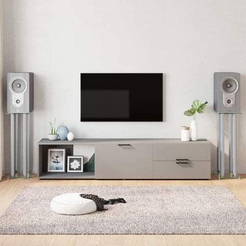Speaker Stands 2 Pcs Tempered Glass 4 Pillars Design