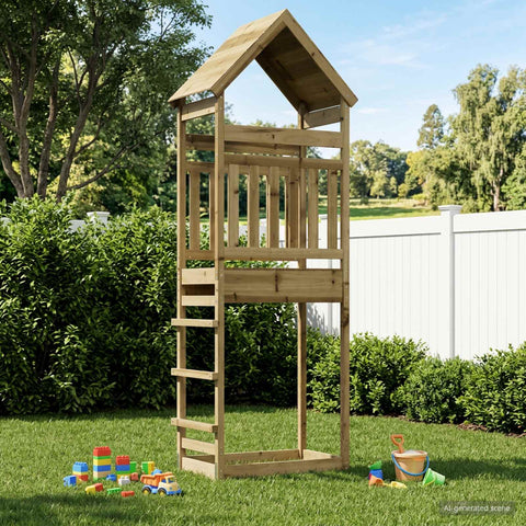 Outdoor Play Tower Natural 53 X 85 X 264 Cm Solid Pine Wood